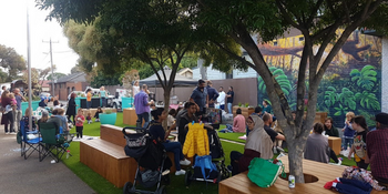 Families enjoying new outdoor area