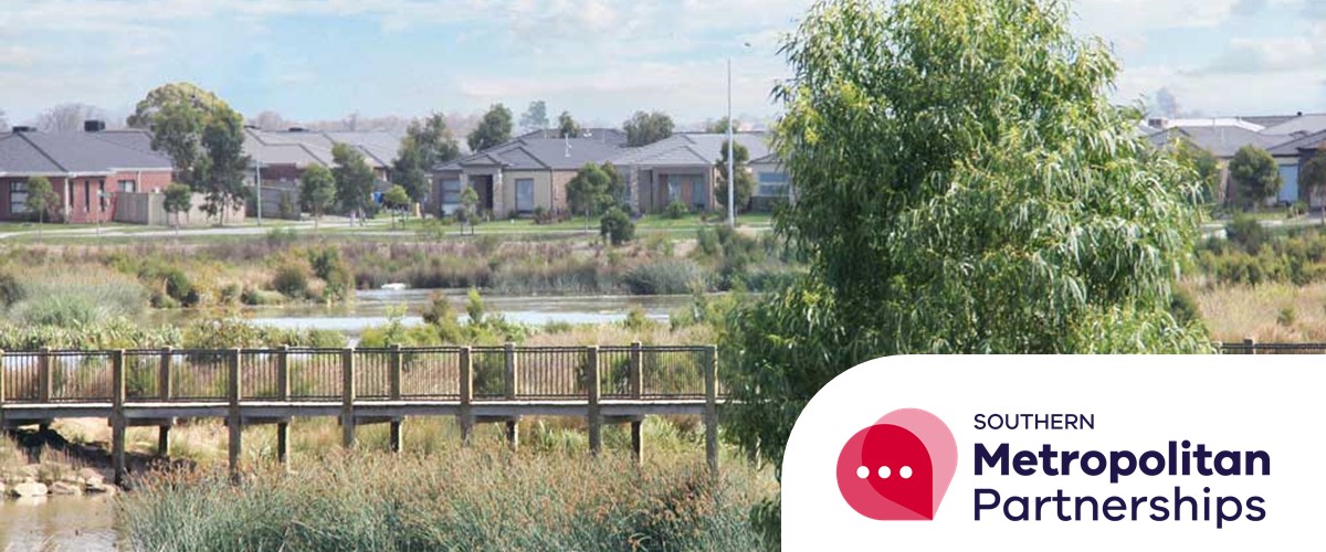 Photo of a wetlands in a housing estate in Melbourne's south