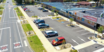 Aerial photograph of new carpark and landscape works on Excelsior Drive