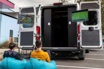 Local children enjoying the new mobile library service