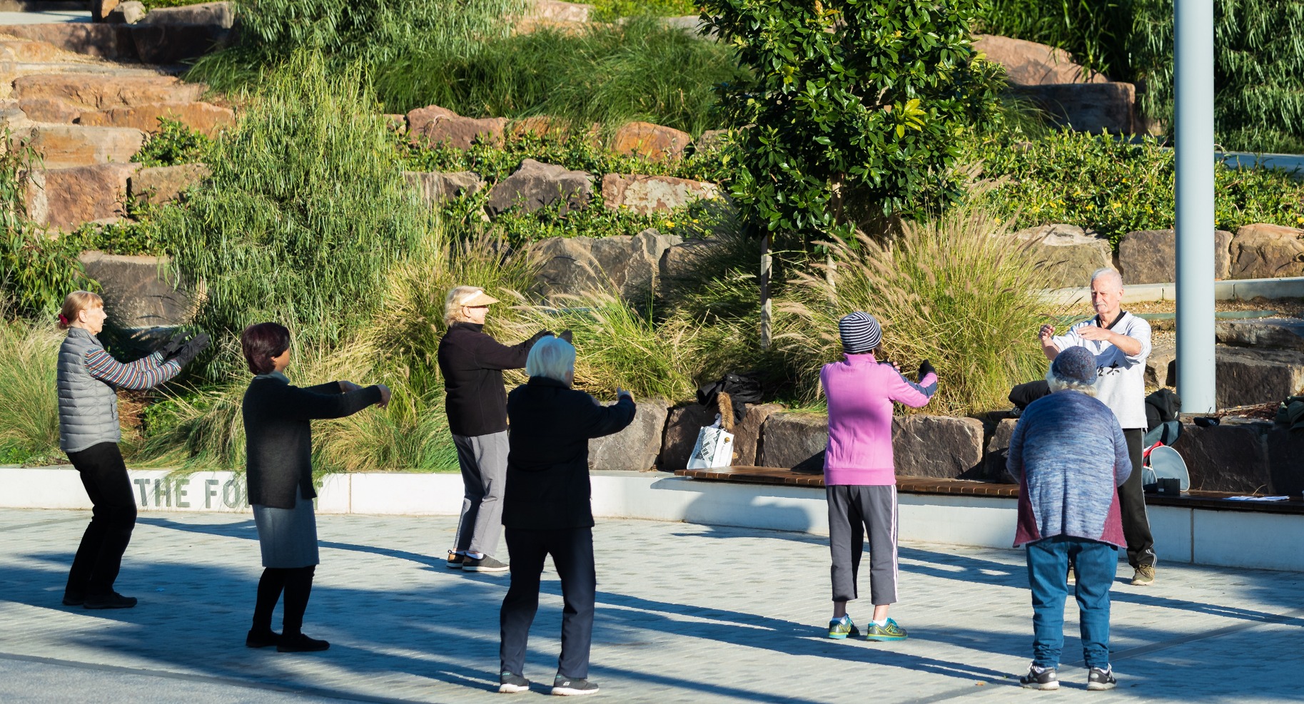 People exercising at the park